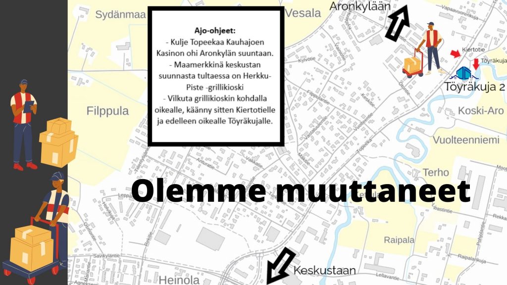 Ajo-ohjeet Topeekalta Töyräkujalle Kauhajoen Asuntojen toimistolle