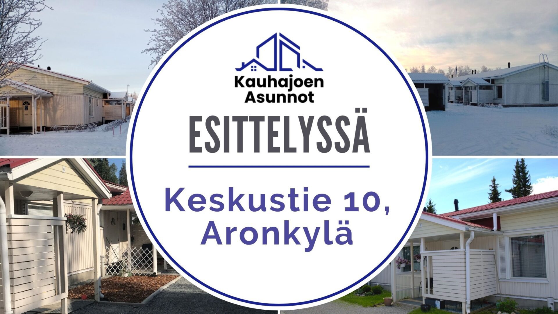 Keskustie 10 on vaalea, puuverhoiltu rivitalokohde Aronkylässä.